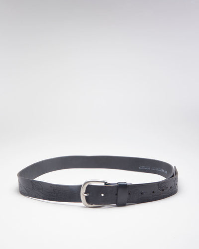 Vintage Black Western Patterned Leather Belt - W42