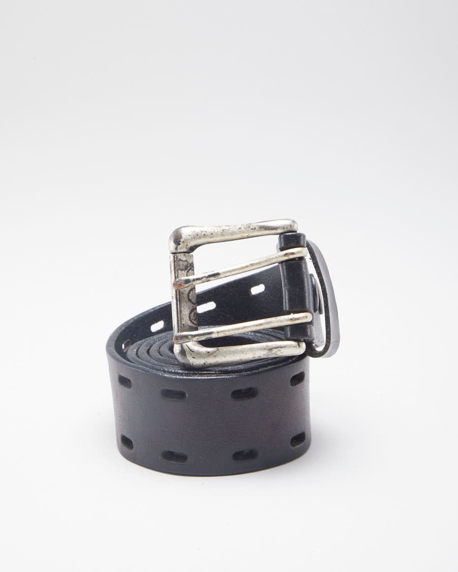 Thrashed Double Prong Leather Belt - 33