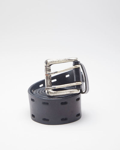 Thrashed Double Prong Leather Belt - 33