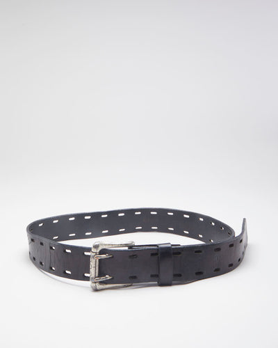 Thrashed Double Prong Leather Belt - 33