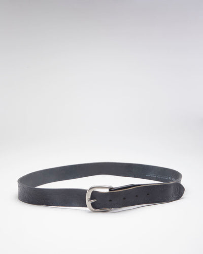 Western Pattern 90's Black Leather Belt - 38