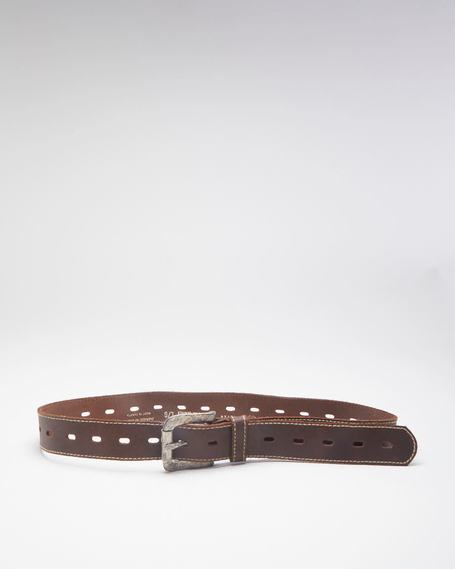 90's Distressed Brown Leather Belt - 36