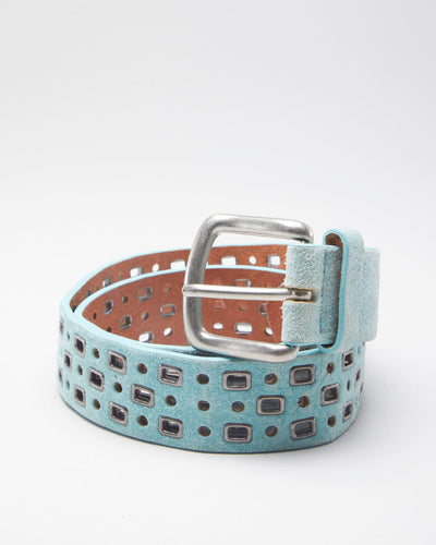 Blue leather Suede Belt - W35