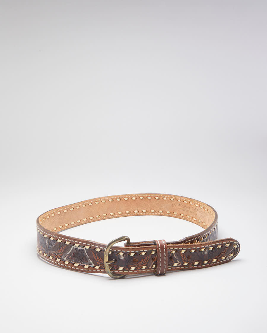 Western Patterned Leather Belt - W38