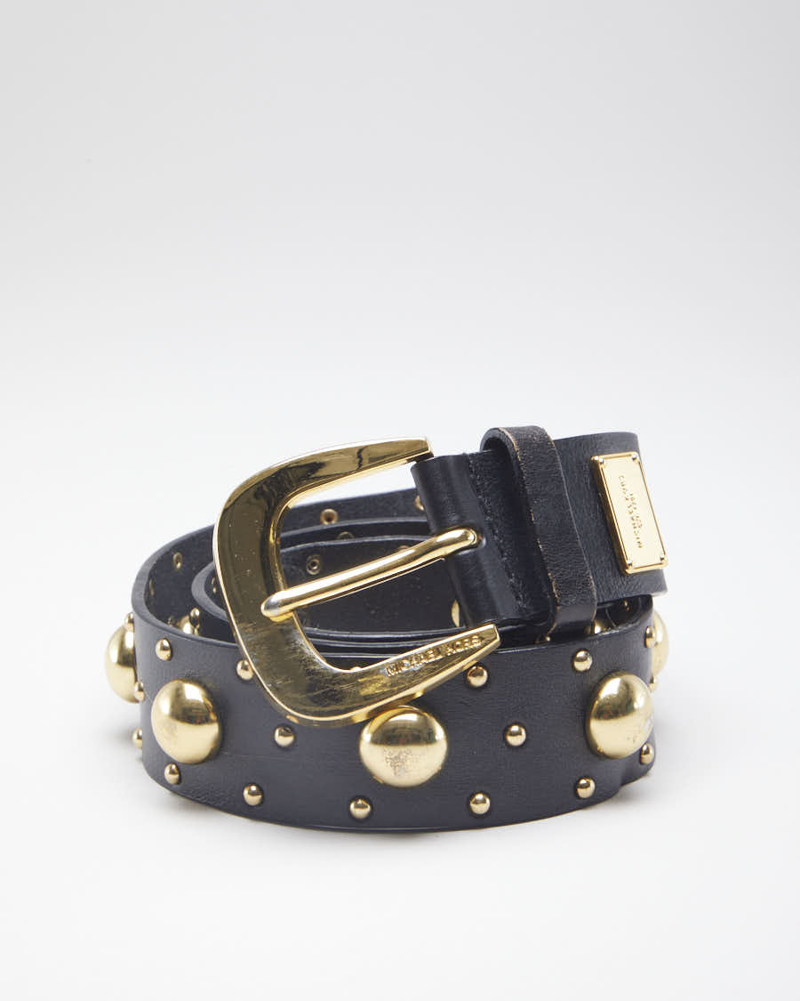 Michael Kors Studded Black Leather Belt - W38