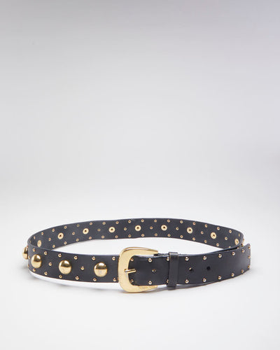 Michael Kors Studded Black Leather Belt - W38