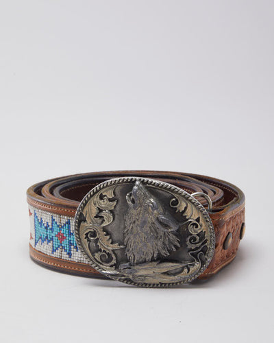 Wolf and Beaded Vintage Belt - W40