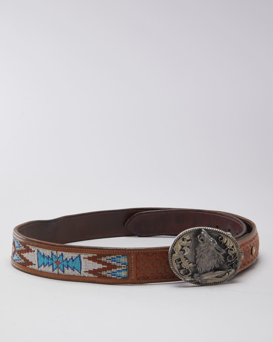 Wolf and Beaded Vintage Belt - W40