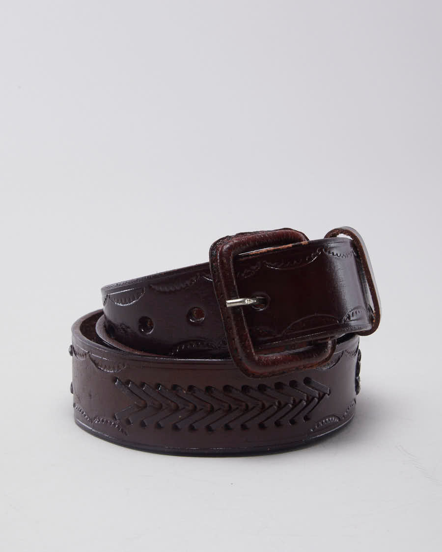 Burgundy Leather Belt - W38