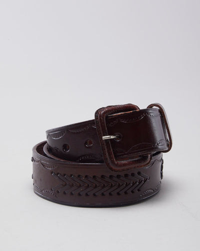 Burgundy Leather Belt - W38