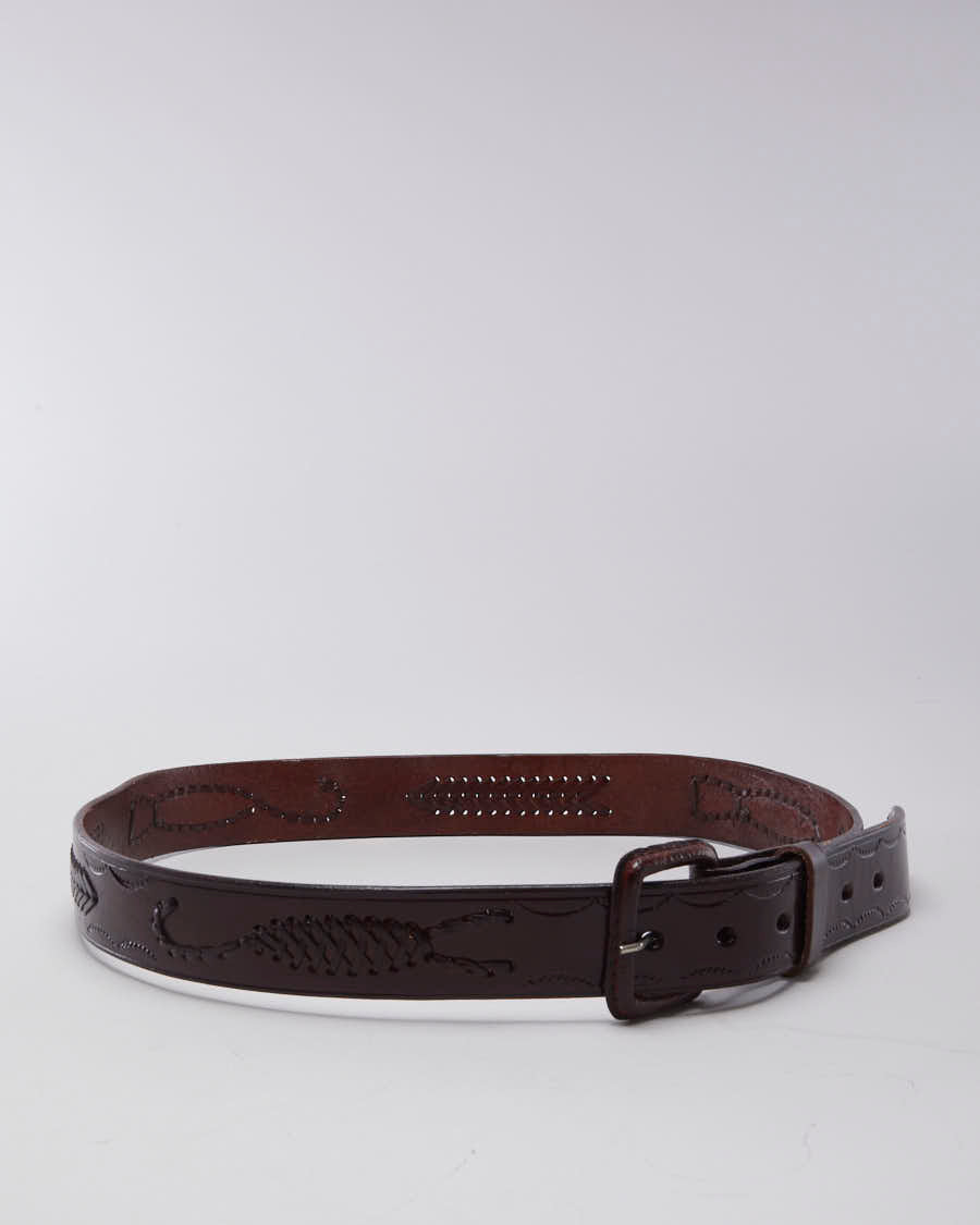 Burgundy Leather Belt - W38