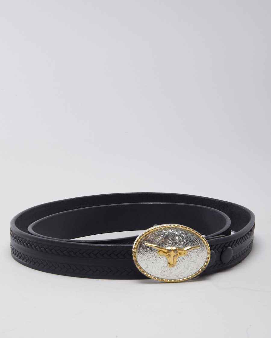 Slim Black Western Belt - W44