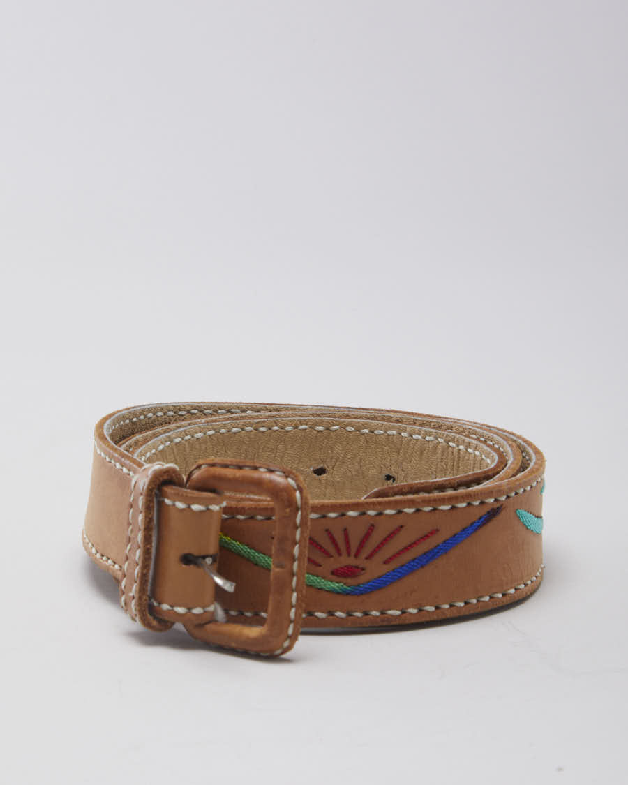 Embroidered Leather Belt - W38