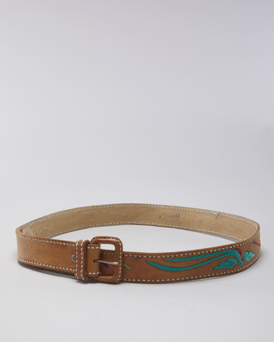 Embroidered Leather Belt - W38