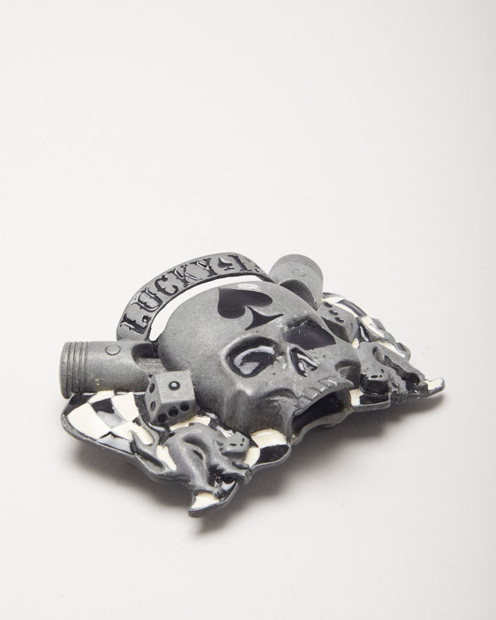 Y2k 00s Lucky 13 Apparel Skull Belt Buckle