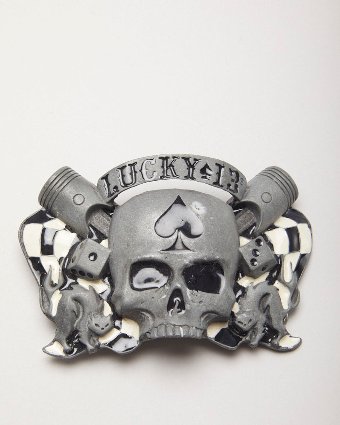 Y2k 00s Lucky 13 Apparel Skull Belt Buckle