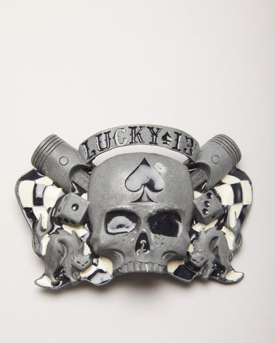 Y2k 00s Lucky 13 Apparel Skull Belt Buckle