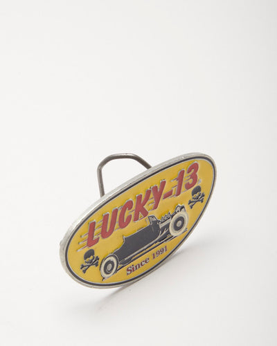 Y2k 00s Lucky 13 Apparel Yellow Belt Buckle