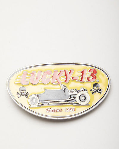 Y2k 00s Lucky 13 Apparel Yellow Belt Buckle