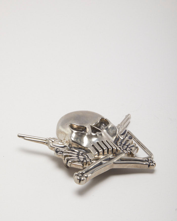 Y2k 00s Skull &amp; Gun Revolver Belt Buckle