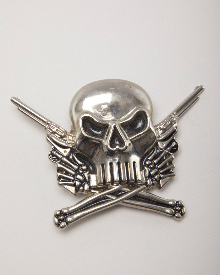 Y2k 00s Skull &amp; Gun Revolver Belt Buckle