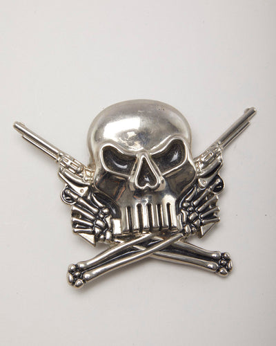 Y2k 00s Skull & Gun Revolver Belt Buckle