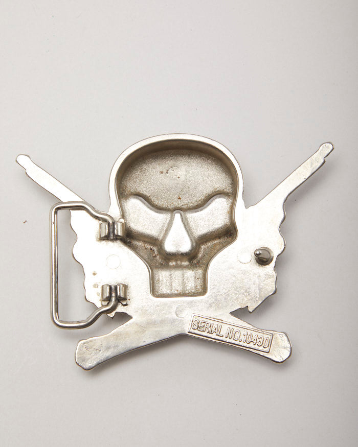 Y2k 00s Skull &amp; Gun Revolver Belt Buckle