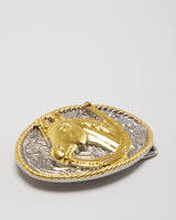 Y2k 00s Gold &amp; Silver Horse Lucky Belt Buckle