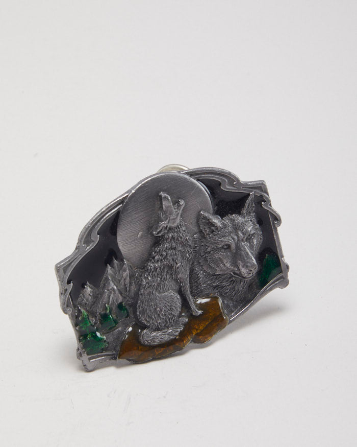 Vintage 1989 Wolf & Moon Belt Buckle