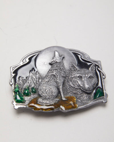 Vintage 1989 Wolf & Moon Belt Buckle