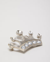 Y2k 00s Rhinestone Silver Crown Belt Buckle
