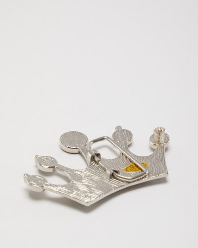 Y2k 00s Rhinestone Silver Crown Belt Buckle