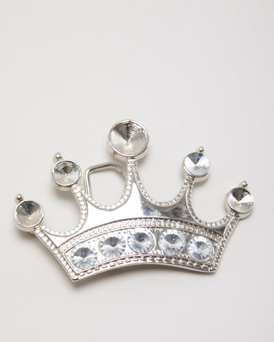 Y2k 00s Rhinestone Silver Crown Belt Buckle