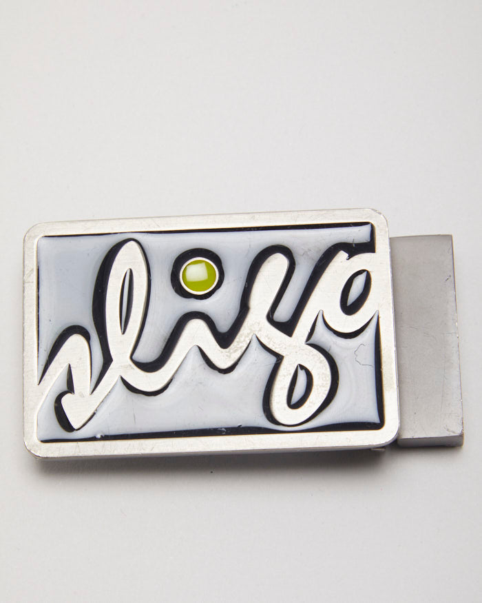 Y2k 00s Sligo Black &amp; Silver Belt Buckle