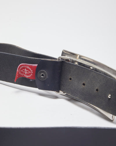 Vintage Western Black Leather Diamante Buckled Belt - W36-42
