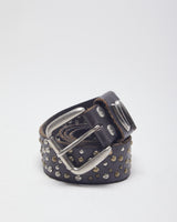 Vintage Brown Leather Studded Belt - W31-37