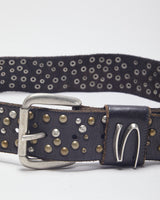 Vintage Brown Leather Studded Belt - W31-37