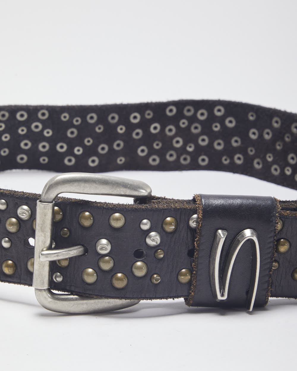 Vintage Brown Leather Studded Belt - W31-37