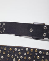 Vintage Brown Leather Studded Belt - W31-37