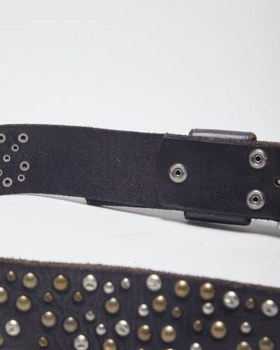 Vintage Brown Leather Studded Belt - W31-37