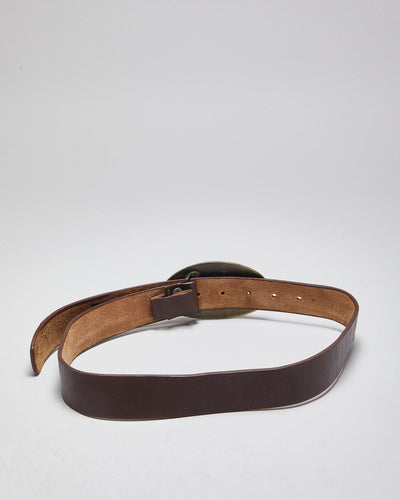 Y2k 00s Evisu Brown Leather Belt - W26-32