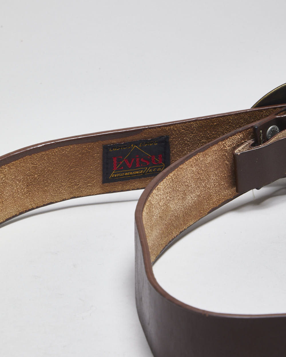 Y2k 00s Evisu Brown Leather Belt - W26-32