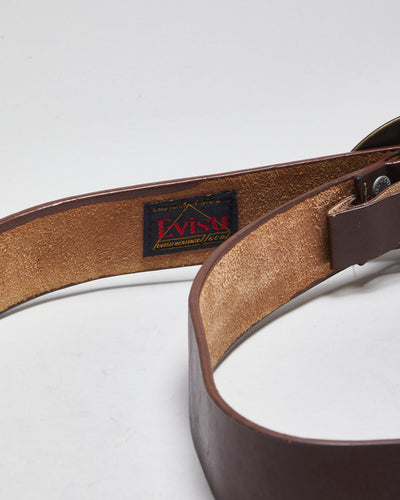 Y2k 00s Evisu Brown Leather Belt - W26-32