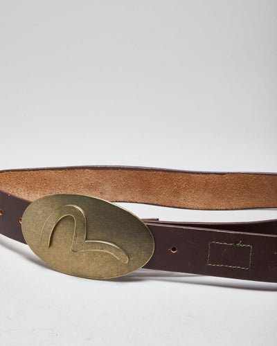 Y2k 00s Evisu Brown Leather Belt - W26-32