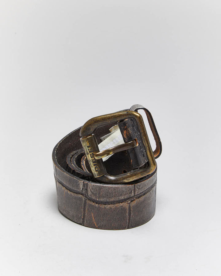 Vintage Y2k 00s Diesel Leather Belt - W32-W36