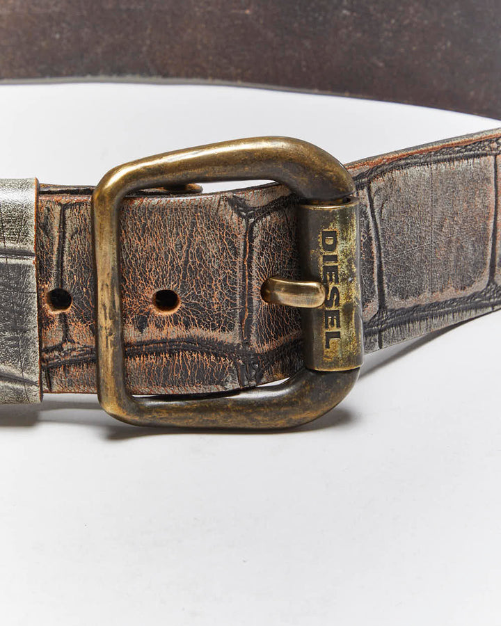小物 DIESEL y2k 00s Antique processing belt Vintage Diesel Leather Belt Style Y2K Large D Logo | eBay