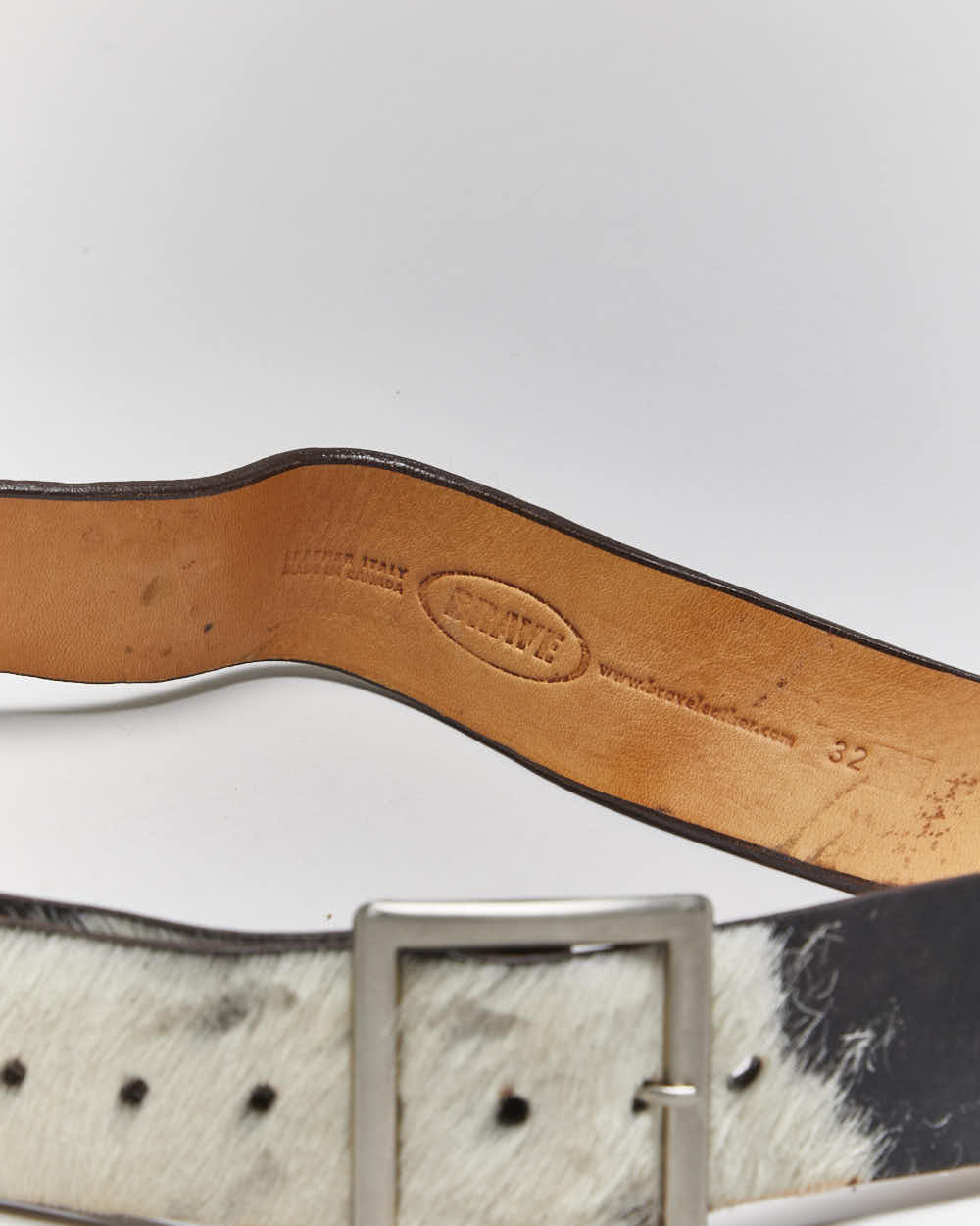 Vintage Y2k 00s Brave Cow Hide Leather Belt - W30-W34
