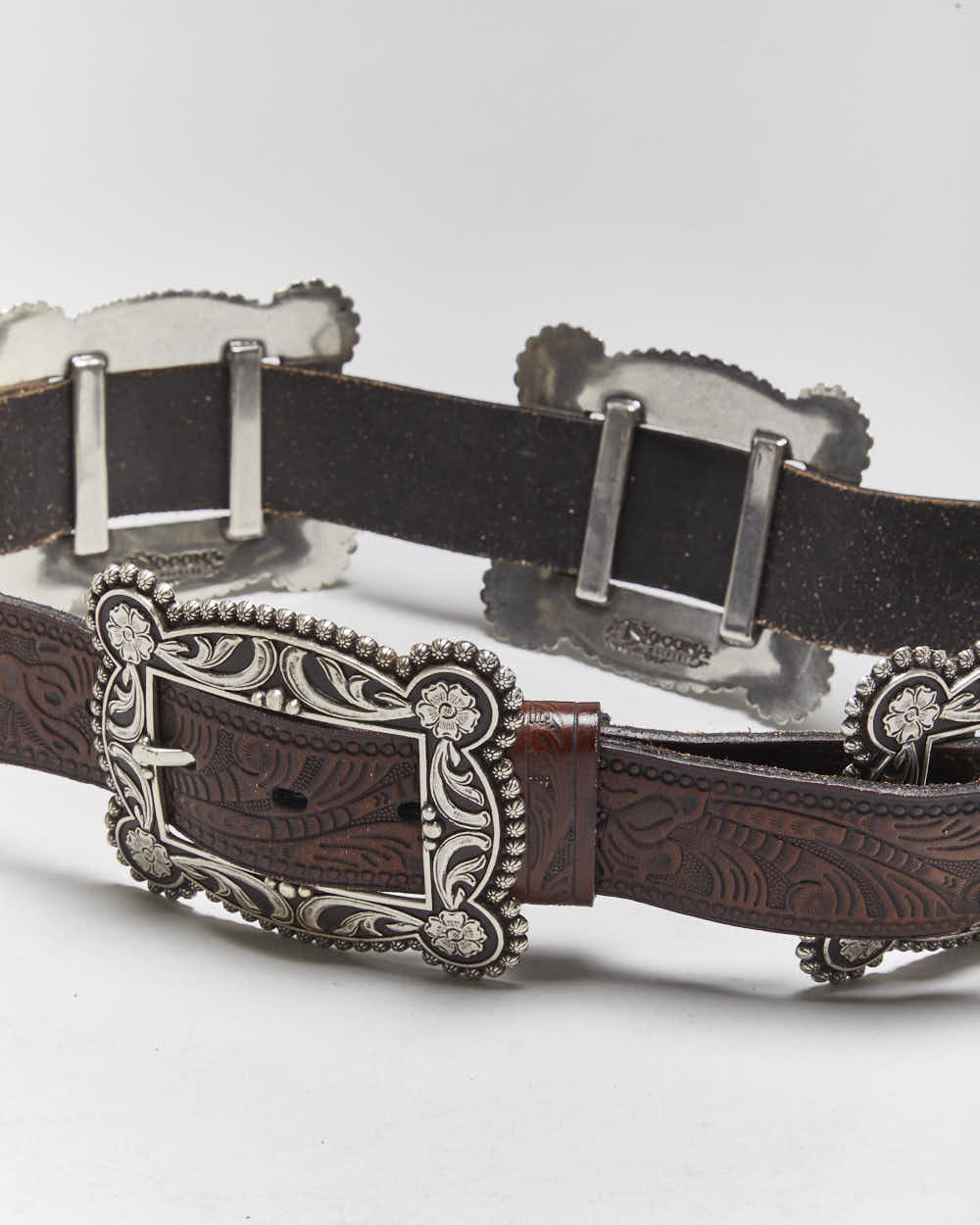 Vintage Nocona Multi Buckle Leather Belt - W33-W36