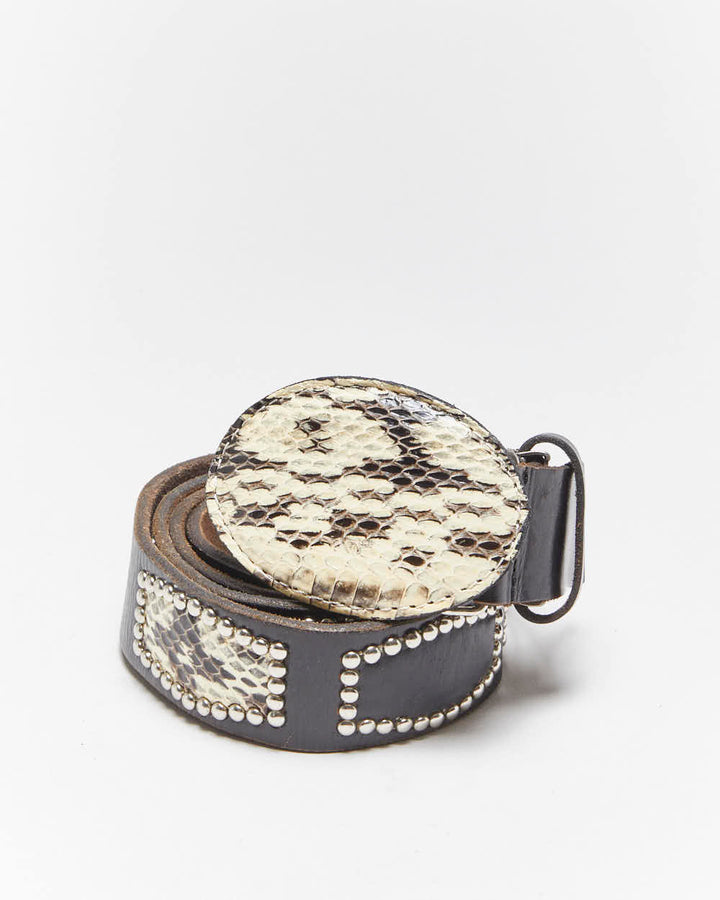 Vintage Acupuncture Studded Leather Belt - W34-W41