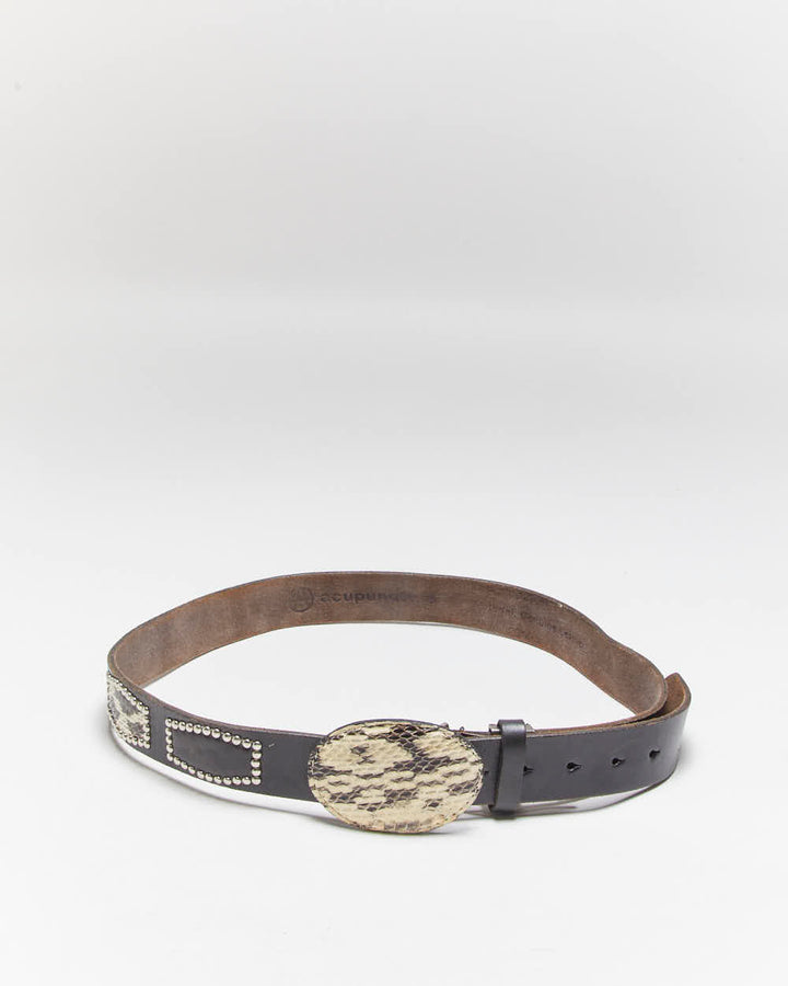Vintage Acupuncture Studded Leather Belt - W34-W41